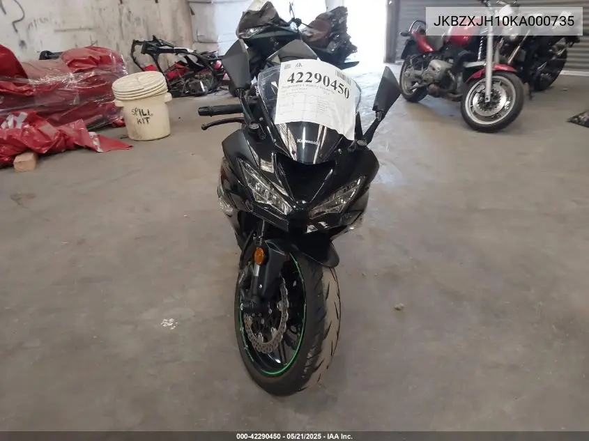 2019 Kawasaki Zx636 K VIN: JKBZXJH10KA000735 Lot: 42290450