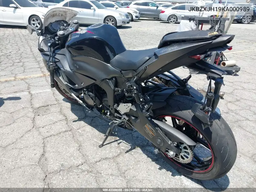 2019 Kawasaki Zx636 K VIN: JKBZXJH19KA000989 Lot: 42386356