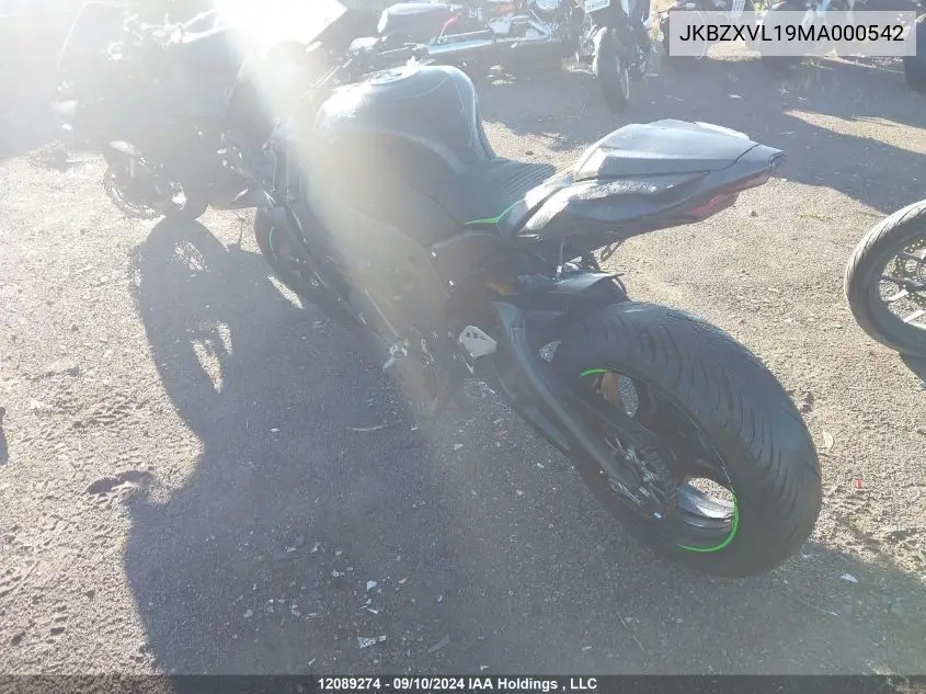 2021 Kawasaki Zx1002 L VIN: JKBZXVL19MA000542 Lot: 12089274