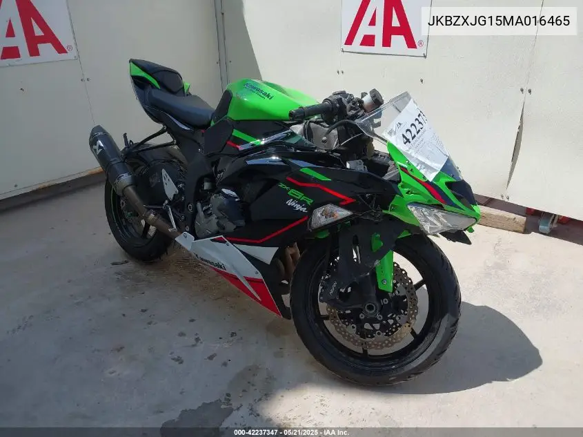 2021 Kawasaki Zx636 K VIN: JKBZXJG15MA016465 Lot: 42237347