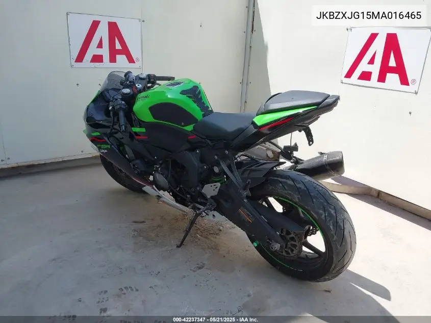 2021 Kawasaki Zx636 K VIN: JKBZXJG15MA016465 Lot: 42237347