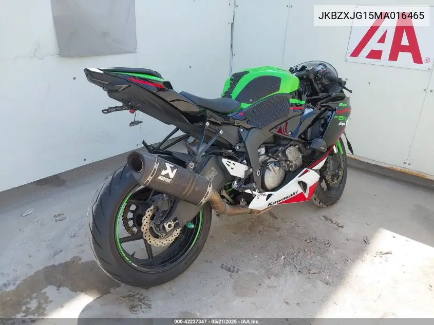2021 Kawasaki Zx636 K VIN: JKBZXJG15MA016465 Lot: 42237347