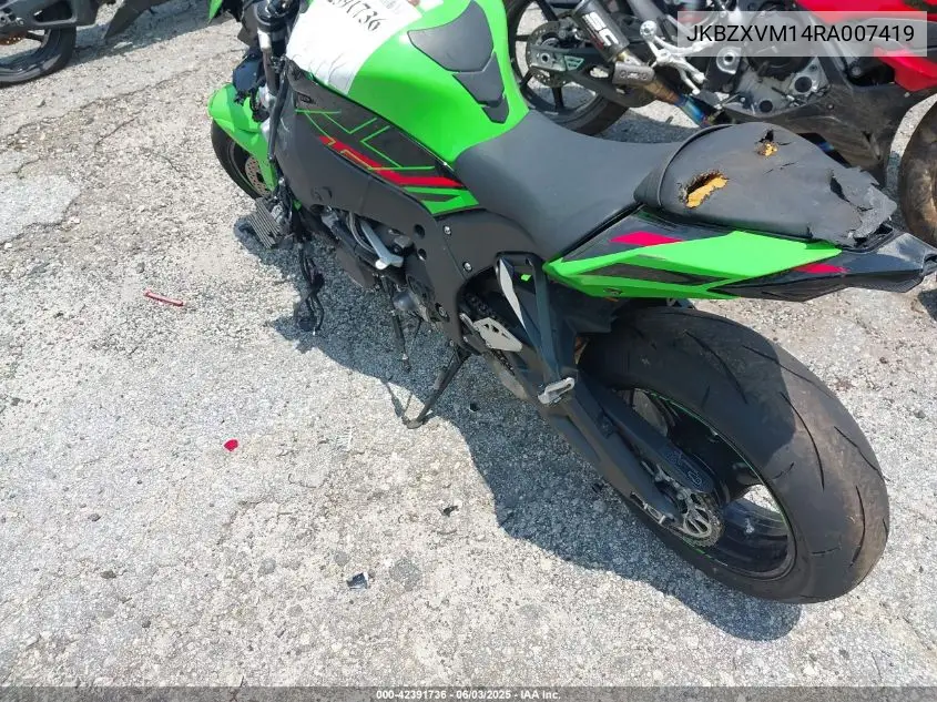 2024 Kawasaki Zx1002 M VIN: JKBZXVM14RA007419 Lot: 42391736