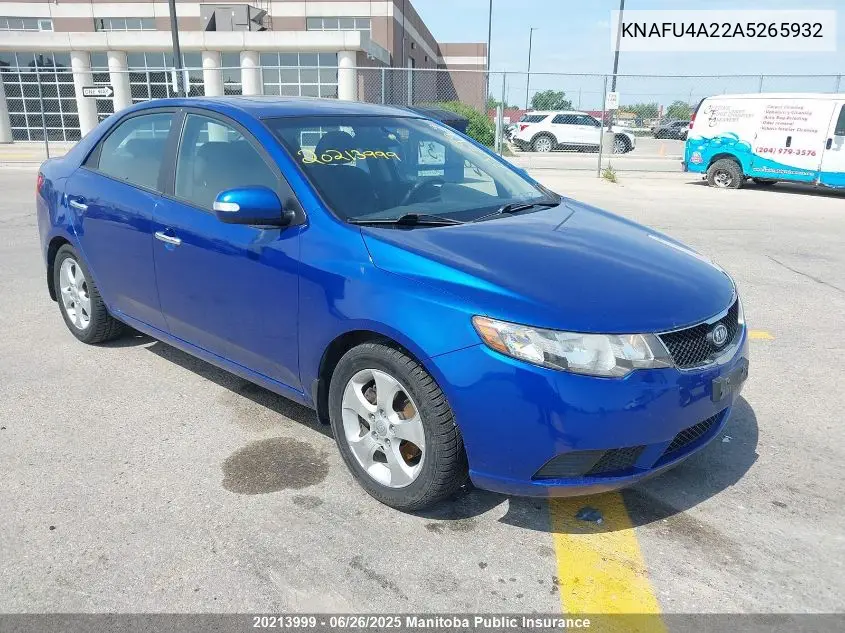 2010 Kia Forte Ex VIN: KNAFU4A22A5265932 Lot: 20213999