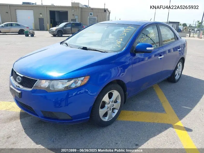 2010 Kia Forte Ex VIN: KNAFU4A22A5265932 Lot: 20213999