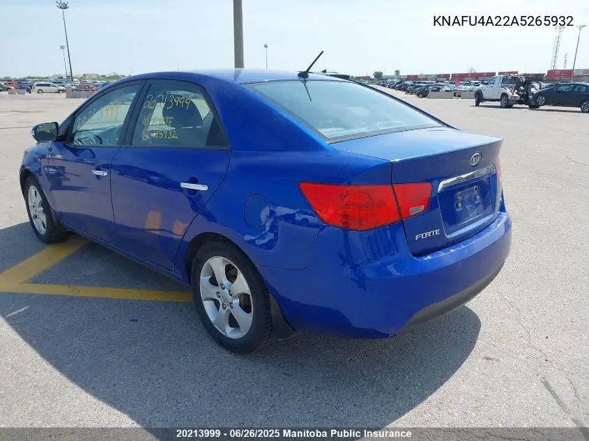 2010 Kia Forte Ex VIN: KNAFU4A22A5265932 Lot: 20213999