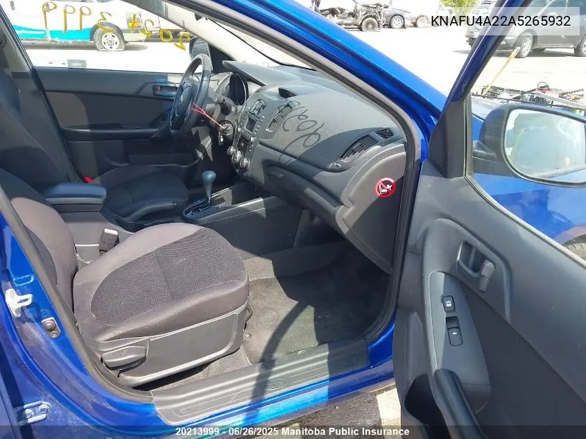 2010 Kia Forte Ex VIN: KNAFU4A22A5265932 Lot: 20213999