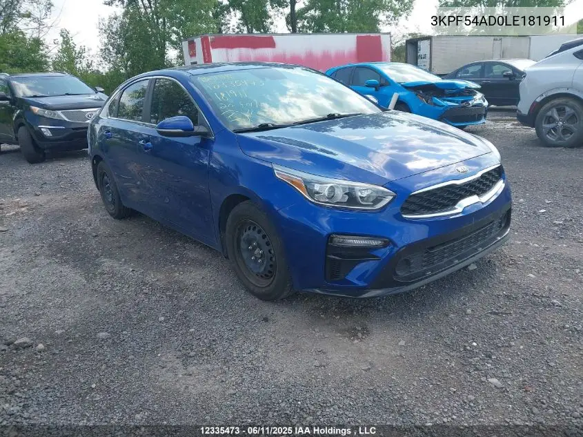 2020 Kia Forte VIN: 3KPF54AD0LE181911 Lot: 12335473