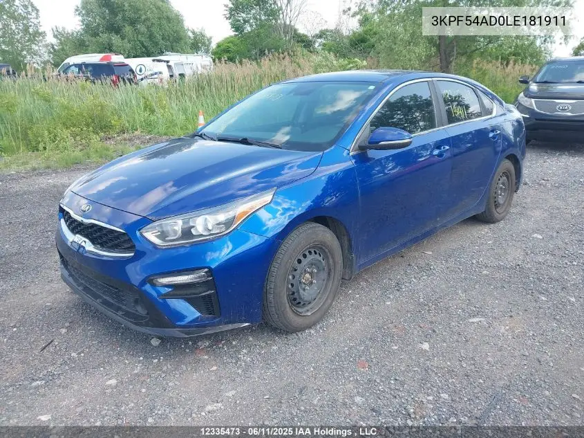 2020 Kia Forte VIN: 3KPF54AD0LE181911 Lot: 12335473