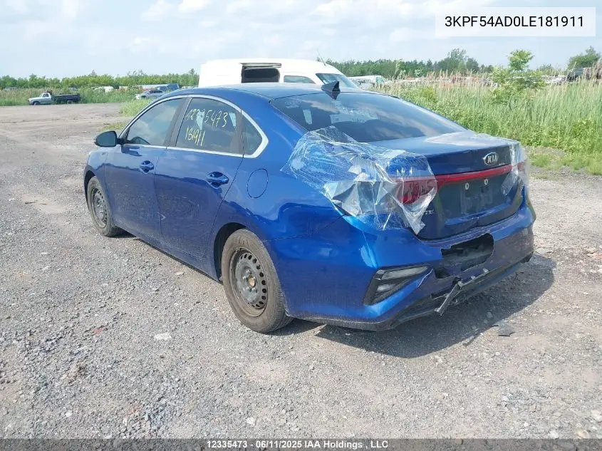 2020 Kia Forte VIN: 3KPF54AD0LE181911 Lot: 12335473