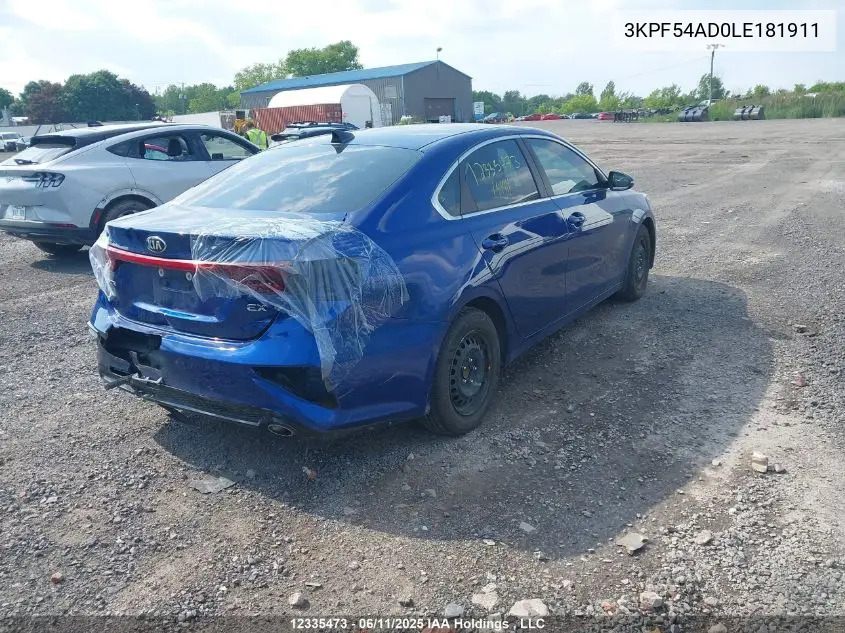 2020 Kia Forte VIN: 3KPF54AD0LE181911 Lot: 12335473