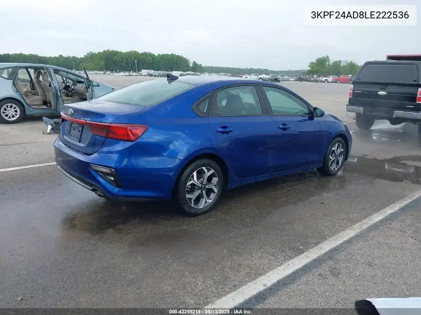 2020 Kia Forte Lxs VIN: 3KPF24AD8LE222536 Lot: 42259218
