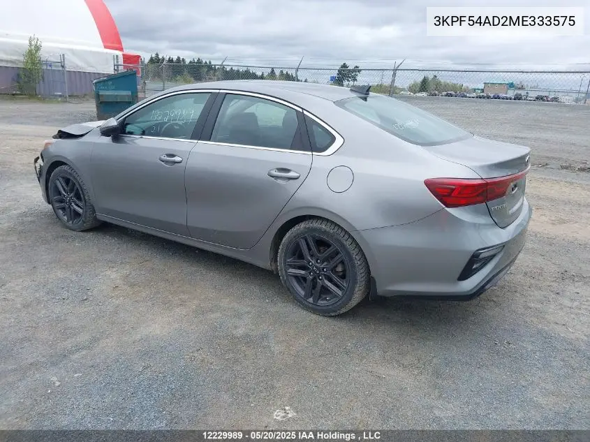 2021 Kia Forte Ex VIN: 3KPF54AD2ME333575 Lot: 12229989