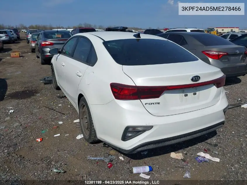 2021 Kia Forte Lx VIN: 3KPF24AD5ME278466 Lot: 12301199