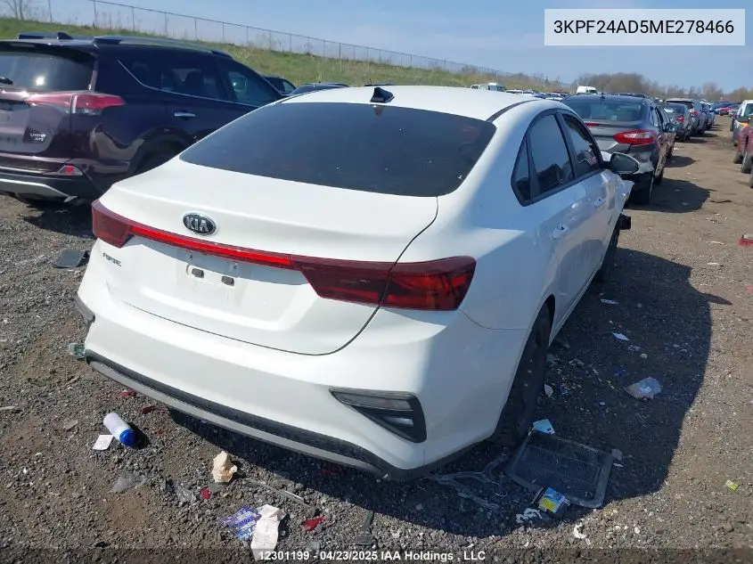 2021 Kia Forte Lx VIN: 3KPF24AD5ME278466 Lot: 12301199