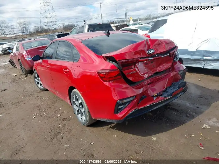 2021 Kia Forte Lxs VIN: 3KPF24AD6ME324595 Lot: 41743563