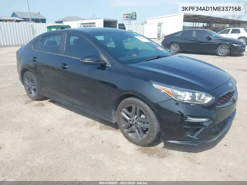 2021 Kia Forte Gt-Line VIN: 3KPF34AD1ME337168 Lot: 41920207