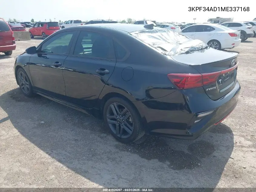 2021 Kia Forte Gt-Line VIN: 3KPF34AD1ME337168 Lot: 41920207