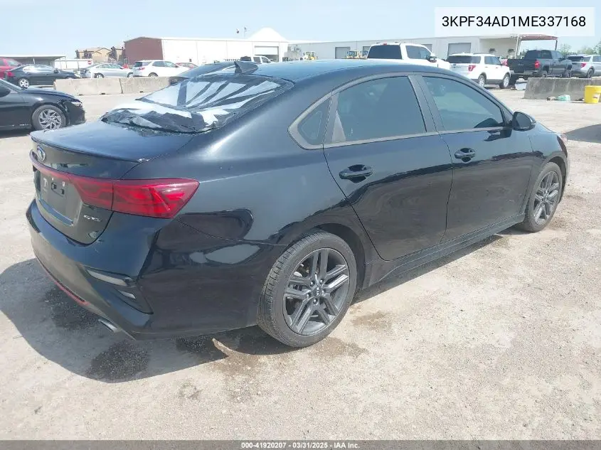 2021 Kia Forte Gt-Line VIN: 3KPF34AD1ME337168 Lot: 41920207
