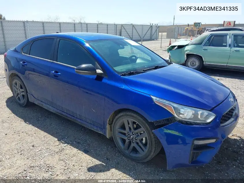 2021 Kia Forte Gt-Line VIN: 3KPF34AD3ME341335 Lot: 41992806