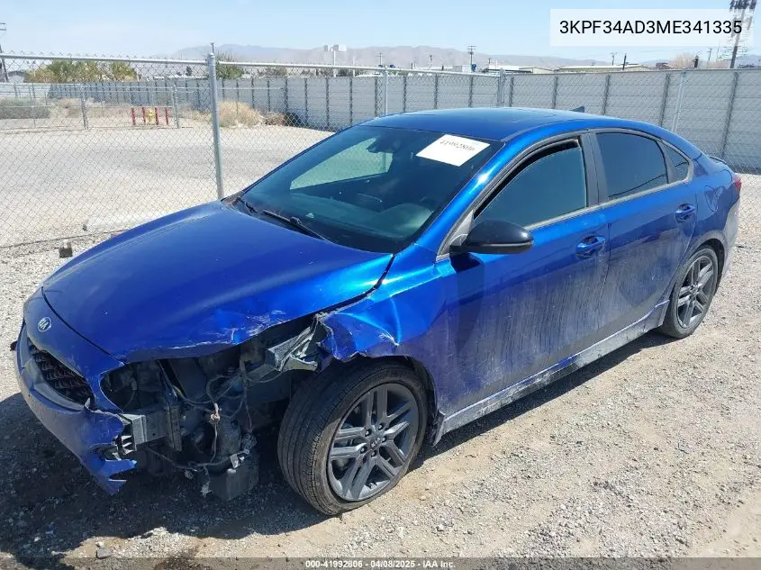2021 Kia Forte Gt-Line VIN: 3KPF34AD3ME341335 Lot: 41992806