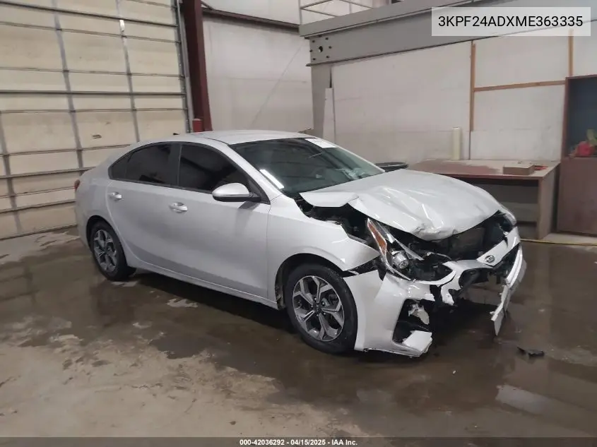 2021 Kia Forte Lxs VIN: 3KPF24ADXME363335 Lot: 42036292