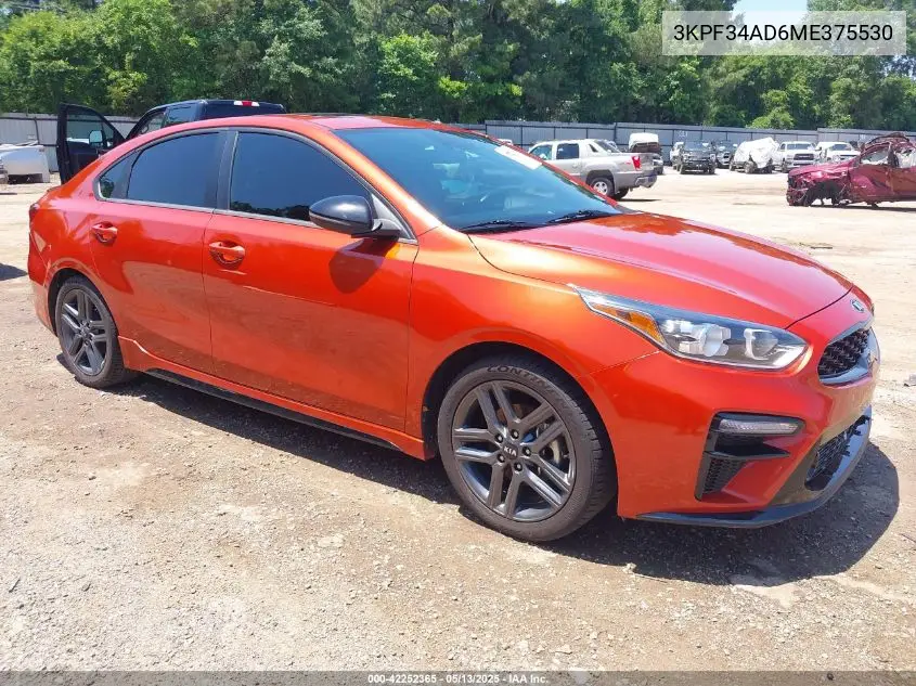 2021 Kia Forte Gt-Line VIN: 3KPF34AD6ME375530 Lot: 42252365