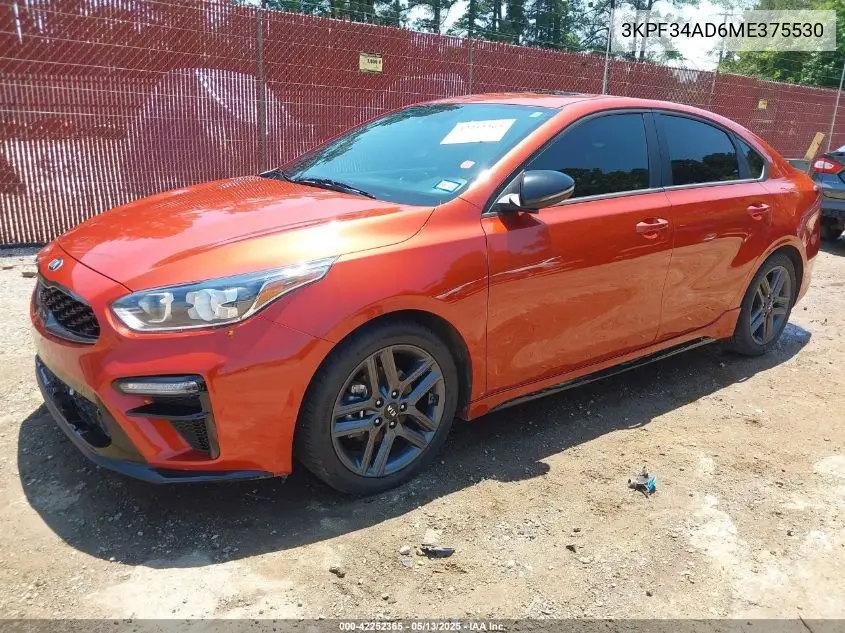 2021 Kia Forte Gt-Line VIN: 3KPF34AD6ME375530 Lot: 42252365
