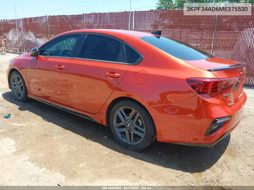 2021 Kia Forte Gt-Line VIN: 3KPF34AD6ME375530 Lot: 42252365