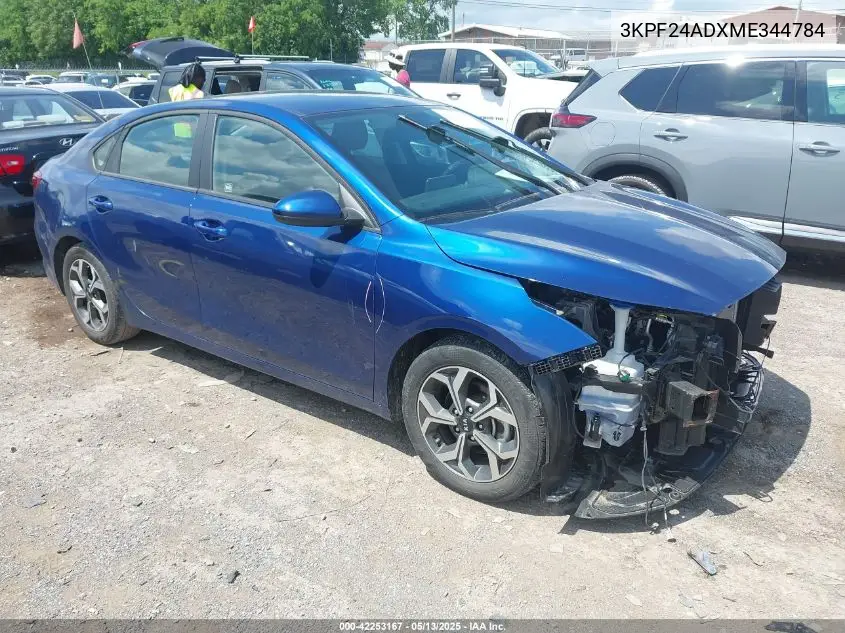 2021 Kia Forte Lxs VIN: 3KPF24ADXME344784 Lot: 42253167