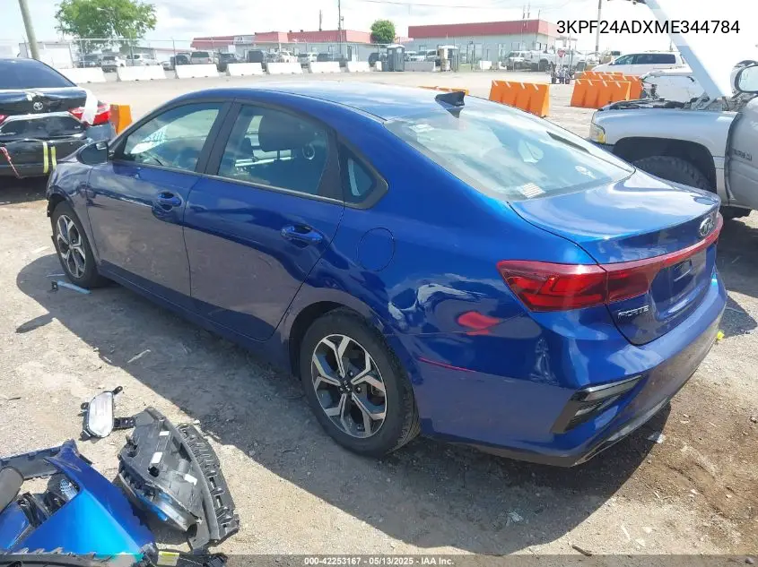 2021 Kia Forte Lxs VIN: 3KPF24ADXME344784 Lot: 42253167
