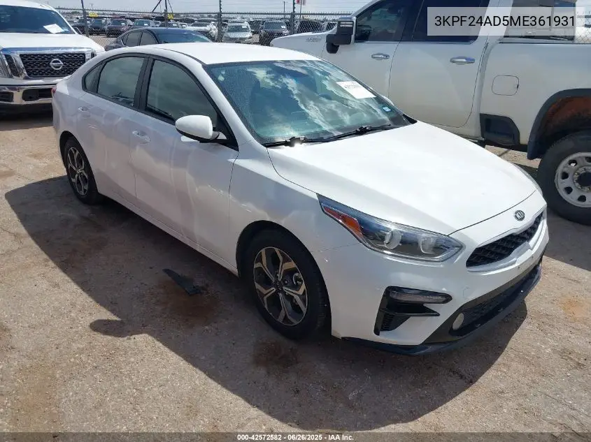 2021 Kia Forte Lxs VIN: 3KPF24AD5ME361931 Lot: 42572582