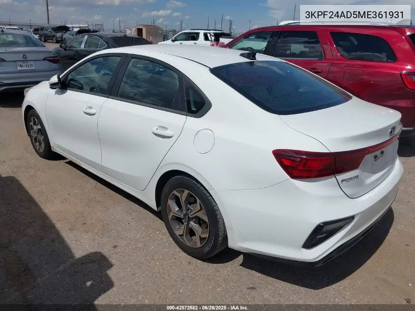 2021 Kia Forte Lxs VIN: 3KPF24AD5ME361931 Lot: 42572582