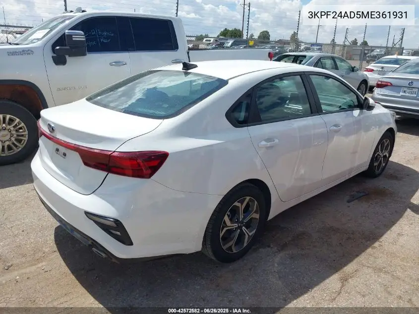 2021 Kia Forte Lxs VIN: 3KPF24AD5ME361931 Lot: 42572582
