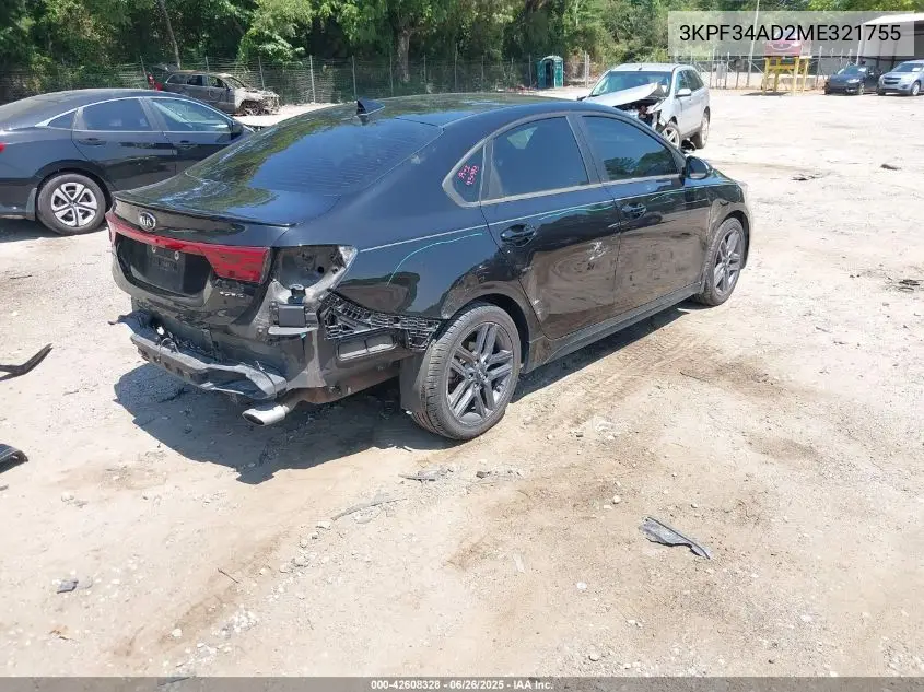 2021 Kia Forte Gt-Line VIN: 3KPF34AD2ME321755 Lot: 42608328