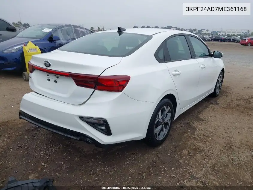 2021 Kia Forte Lxs VIN: 3KPF24AD7ME361168 Lot: 42608467