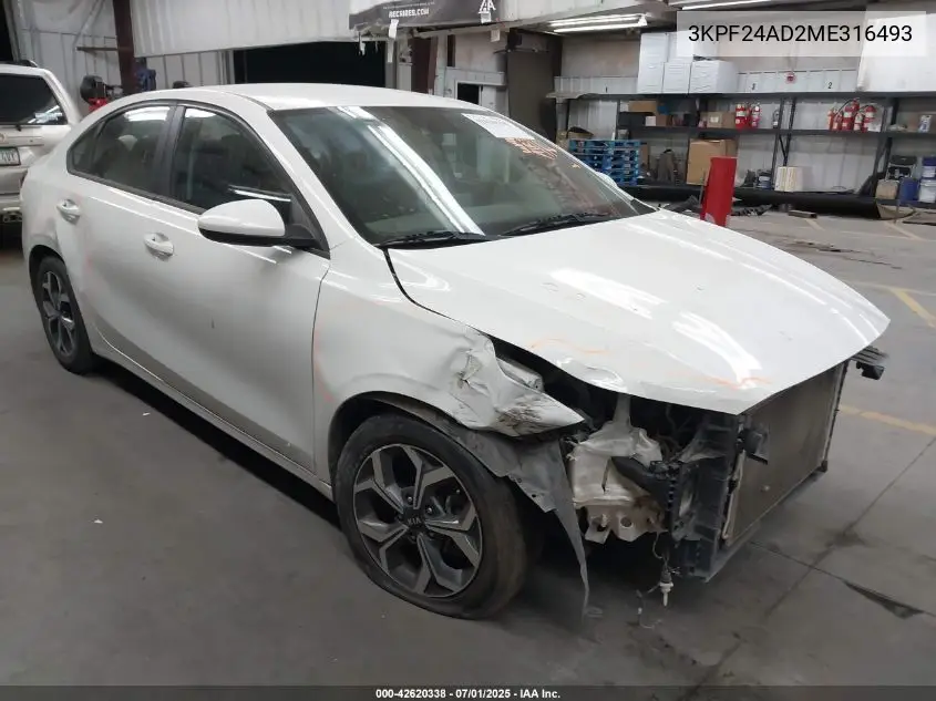 2021 Kia Forte Lxs VIN: 3KPF24AD2ME316493 Lot: 42620338