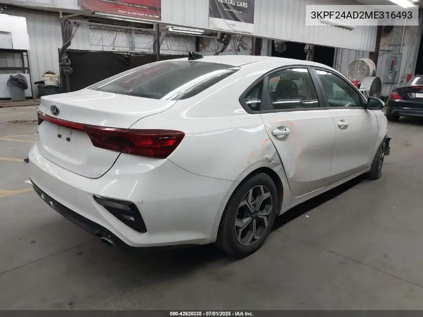 2021 Kia Forte Lxs VIN: 3KPF24AD2ME316493 Lot: 42620338