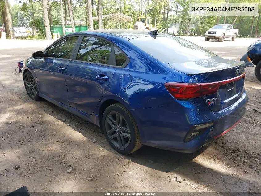 2021 Kia Forte Gt-Line VIN: 3KPF34AD4ME285003 Lot: 42756105