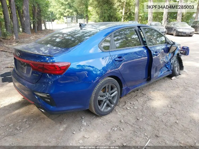 2021 Kia Forte Gt-Line VIN: 3KPF34AD4ME285003 Lot: 42756105