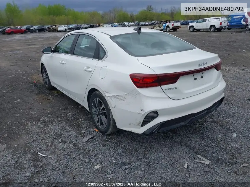 2022 Kia Forte Gt Line VIN: 3KPF34AD0NE480792 Lot: 12309982