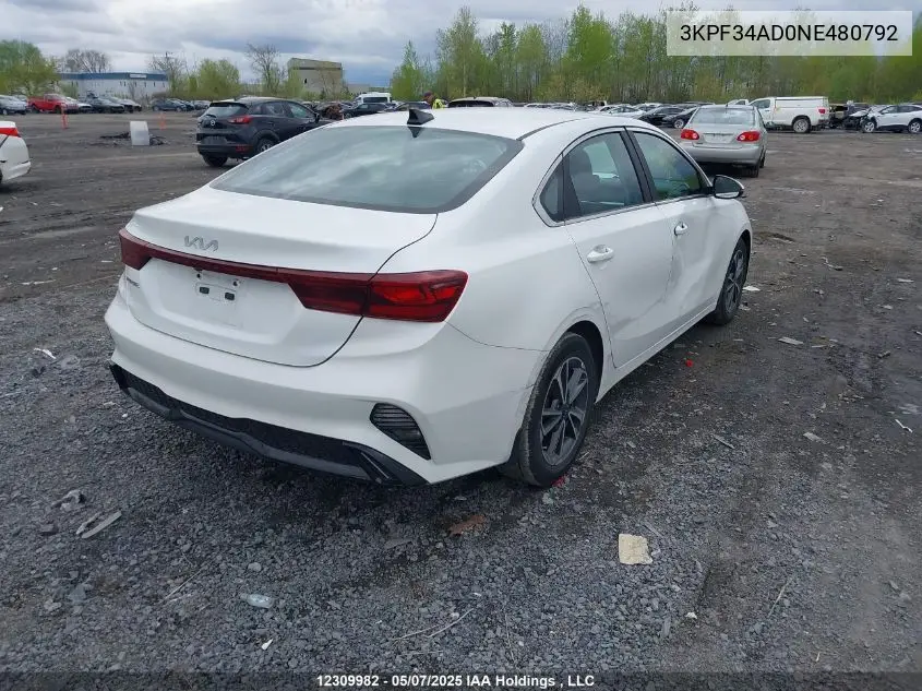 2022 Kia Forte Gt Line VIN: 3KPF34AD0NE480792 Lot: 12309982