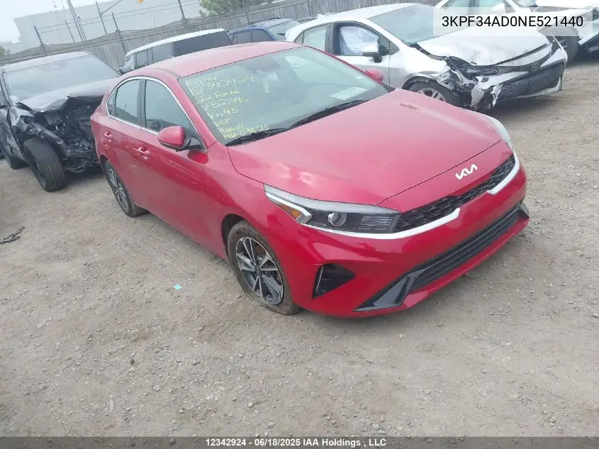 2022 Kia Forte Gt Line VIN: 3KPF34AD0NE521440 Lot: 12342924