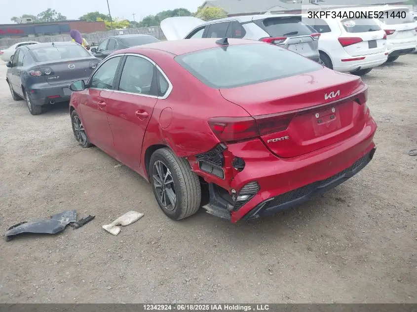 2022 Kia Forte Gt Line VIN: 3KPF34AD0NE521440 Lot: 12342924