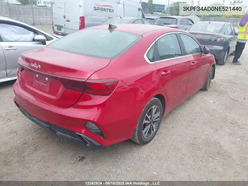 2022 Kia Forte Gt Line VIN: 3KPF34AD0NE521440 Lot: 12342924