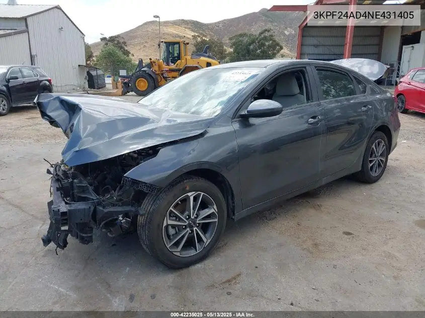 2022 Kia Forte Lxs VIN: 3KPF24AD4NE431405 Lot: 42235025