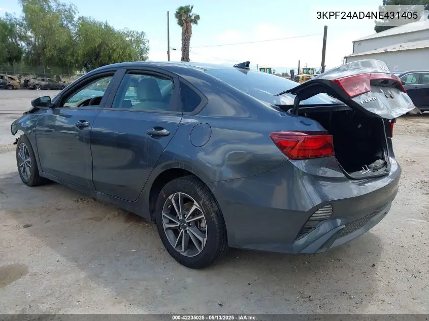 2022 Kia Forte Lxs VIN: 3KPF24AD4NE431405 Lot: 42235025