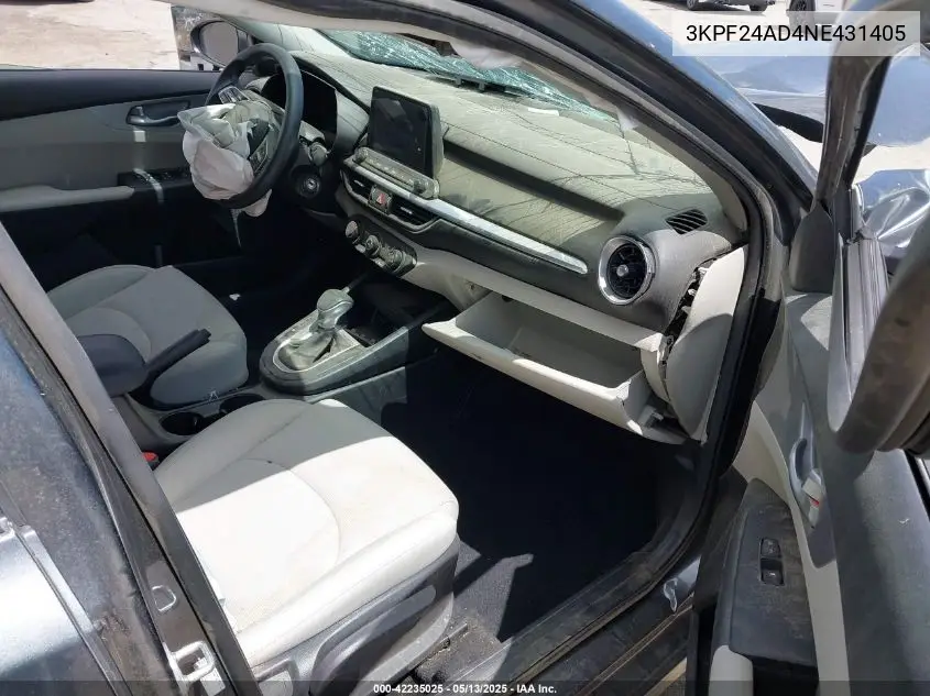 2022 Kia Forte Lxs VIN: 3KPF24AD4NE431405 Lot: 42235025