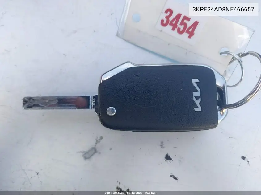 2022 Kia Forte Lxs VIN: 3KPF24AD8NE466657 Lot: 42241539