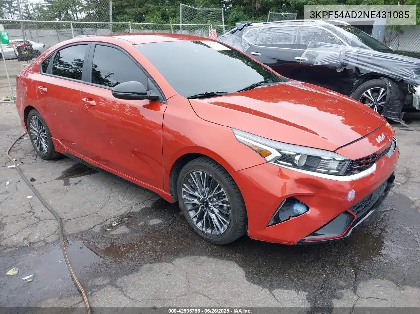 2022 Kia Forte Gt-Line VIN: 3KPF54AD2NE431085 Lot: 42595755